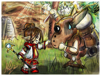 Beep by Sara Rose, FFXI Fan Art, Drawing