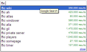 FFXI, Google Suggest