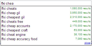 FFXI Cheat, Google Suggest