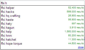 FFXI Hacks, Google Suggest