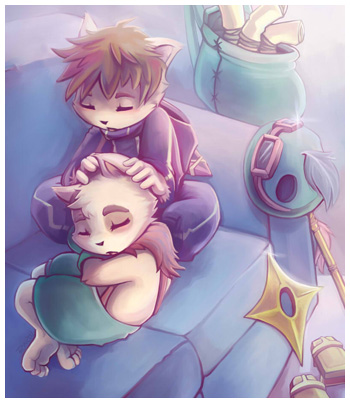 Kennen and Teemo Snuggle - LoL Fanart