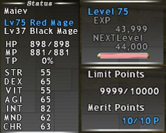 RDM FFXI Fenrir, Maiev's Merit Points for Red Mage