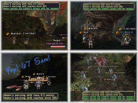 Maiev's Taru Samurai Skillup, Parrying Skill in FFXI Fenrir Server